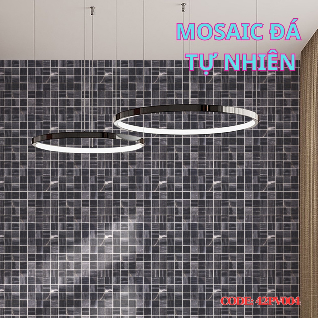 Đá mosaic đen Nghệ An chip vuông bóng 23x23mm 23PV004