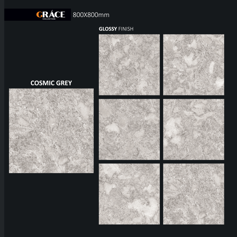 Gạch cao cấp nhập khẩu Ấn Độ men bóng KT 800x800mm Cosmic Grey