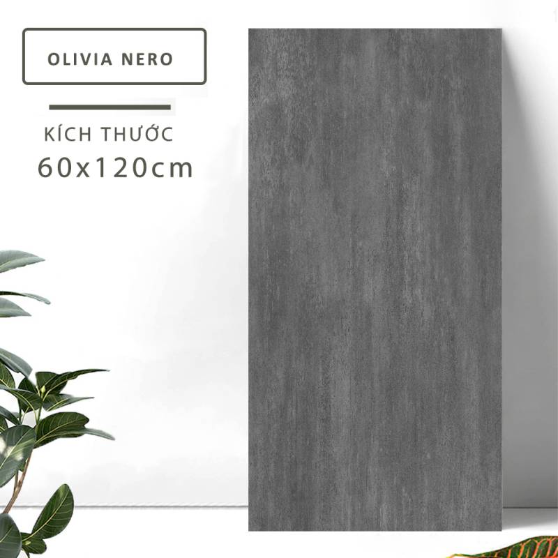 Gạch khổ lớn cao cấp nhập khẩu Ấn Độ men matt KT 600x1200mm Olivia Nero