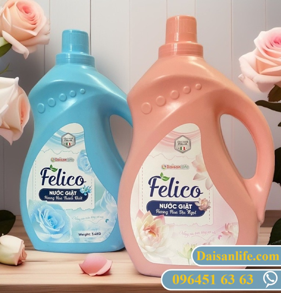 Nước giặt  Felico hương hoa dịu ngọt 3.4kg - Hồng