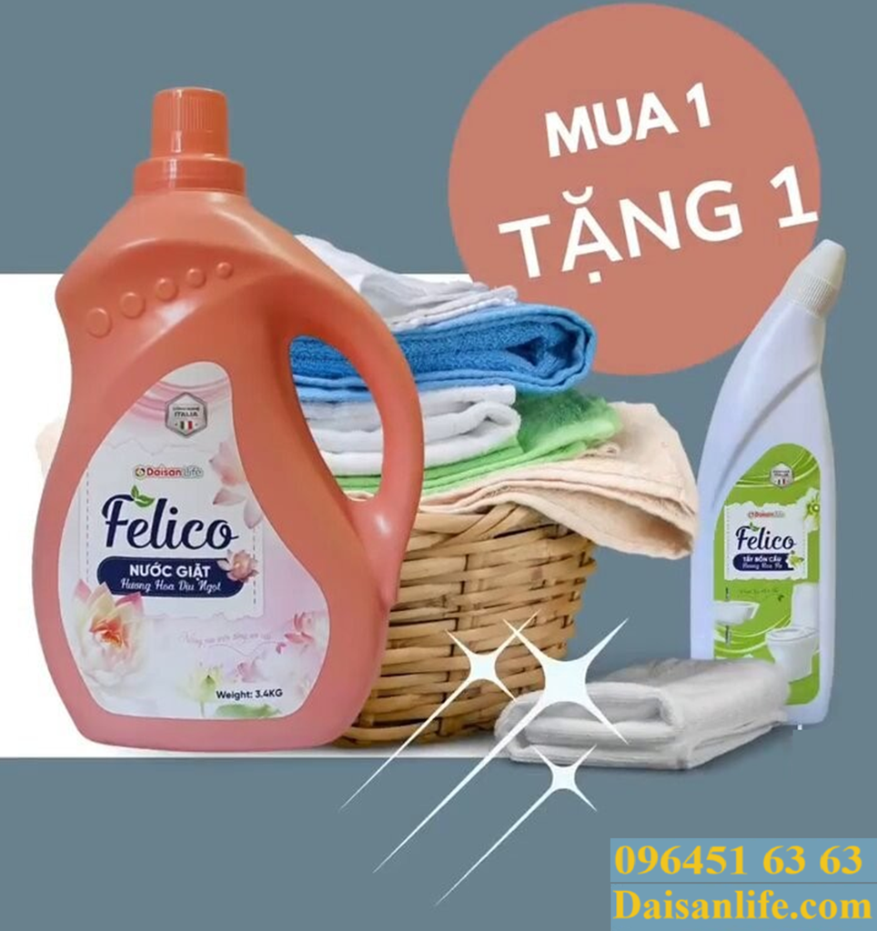 Nước giặt  Felico hương hoa dịu ngọt 3.4kg - Hồng