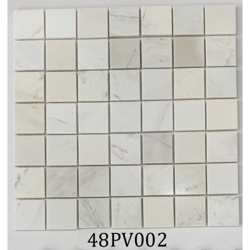 Đá mosaic vàng Nghệ An chíp vuông bóng 48x48mm 48PV002