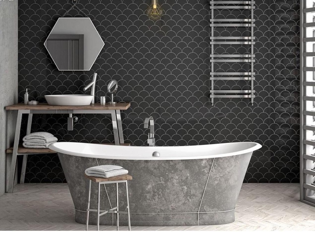 Gạch Mosaic vảy cá đen mờ mã MHF 09