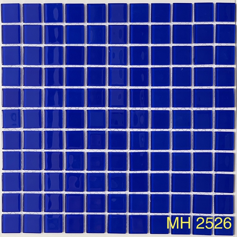 Gạch Mosaic thủy tinh xanh 25x25x4mm mã MH 2526