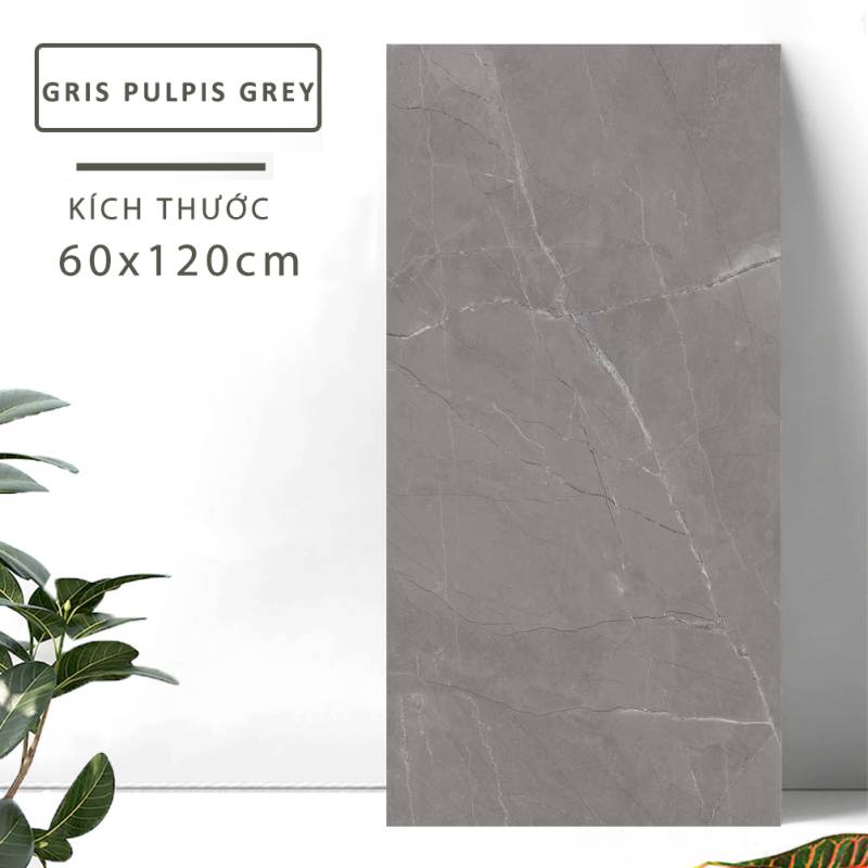 Gạch khổ lớn cao cấp nhập khẩu Ấn Độ men matt KT 600x1200mm Gris Pulpis Grey