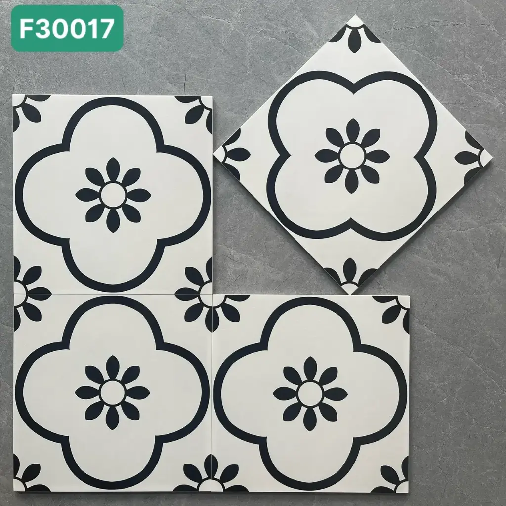 Gạch bông TQ, KT 300x300 mm, Xương Porcelain mặt mờ mã MFG3001(F30017) (1h/1m/11v)
