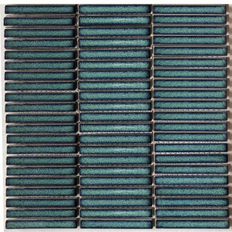 Gạch Mosaic que xanh rạn chip KT 12x92mm mã CT129214