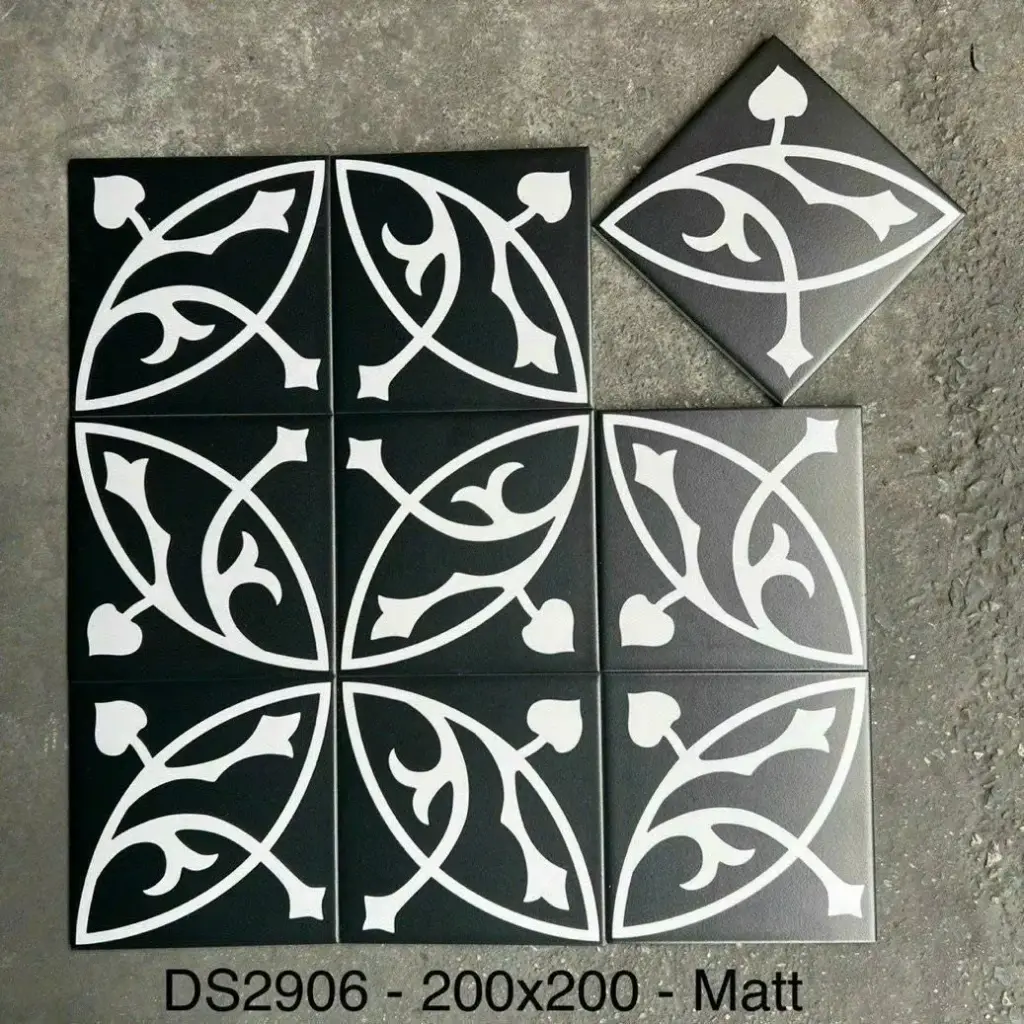 Gạch bông TQ, KT 200x200 mm, Xương Porcelain mặt mờ mã DS2906