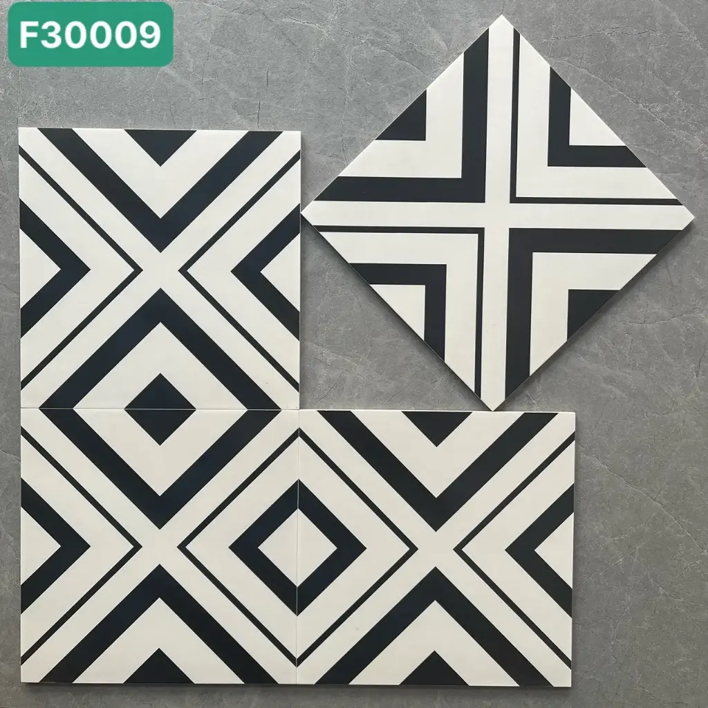 Gạch bông TQ, KT 300x300 mm, Xương Porcelain mặt mờ mã F30009 (1h/1m/11v)( 3017)