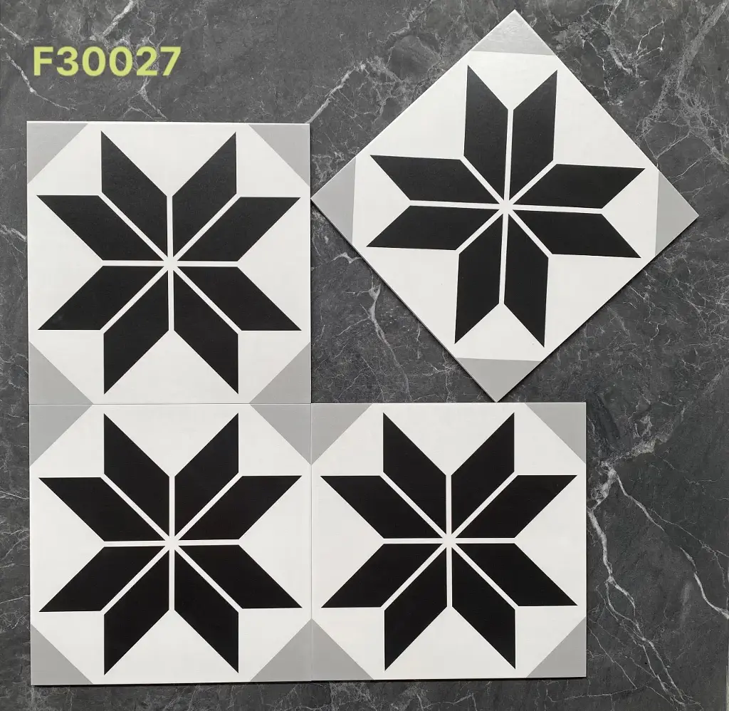 Gạch bông TQ, KT 300x300 mm, Xương Porcelain mặt mờ mã F30027 (MF3005) (1h/1m/11v)