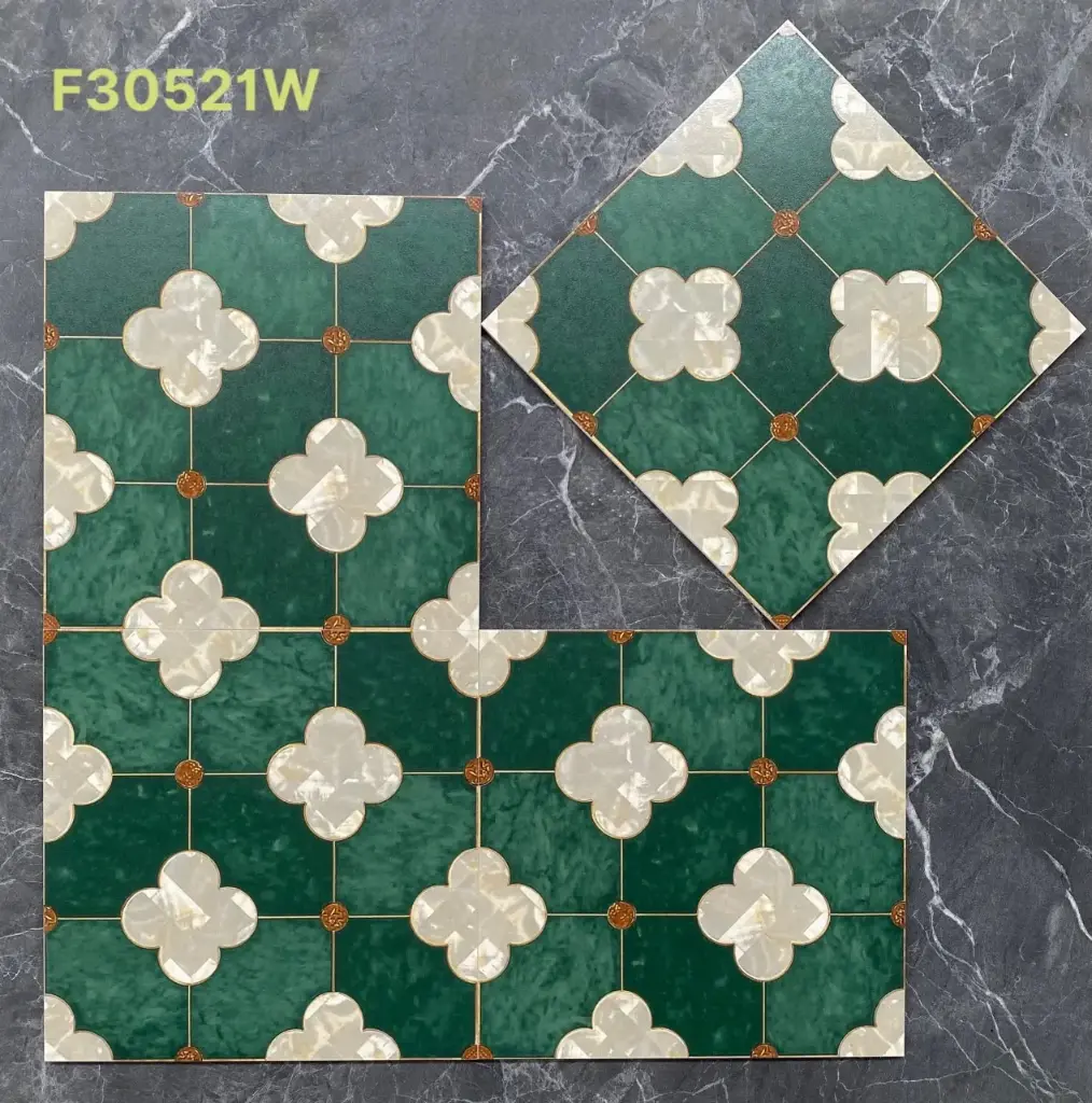 Gạch bông TQ, KT 300x300 mm, Xương Porcelain mặt mờ mã 30521W(1h/1m/11v)