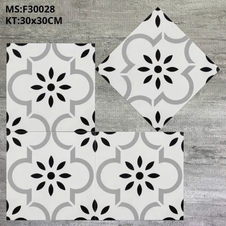 Gạch bông TQ, KT 300x300 mm, Xương Porcelain mặt mờ mã F30028 ( MF3009 )