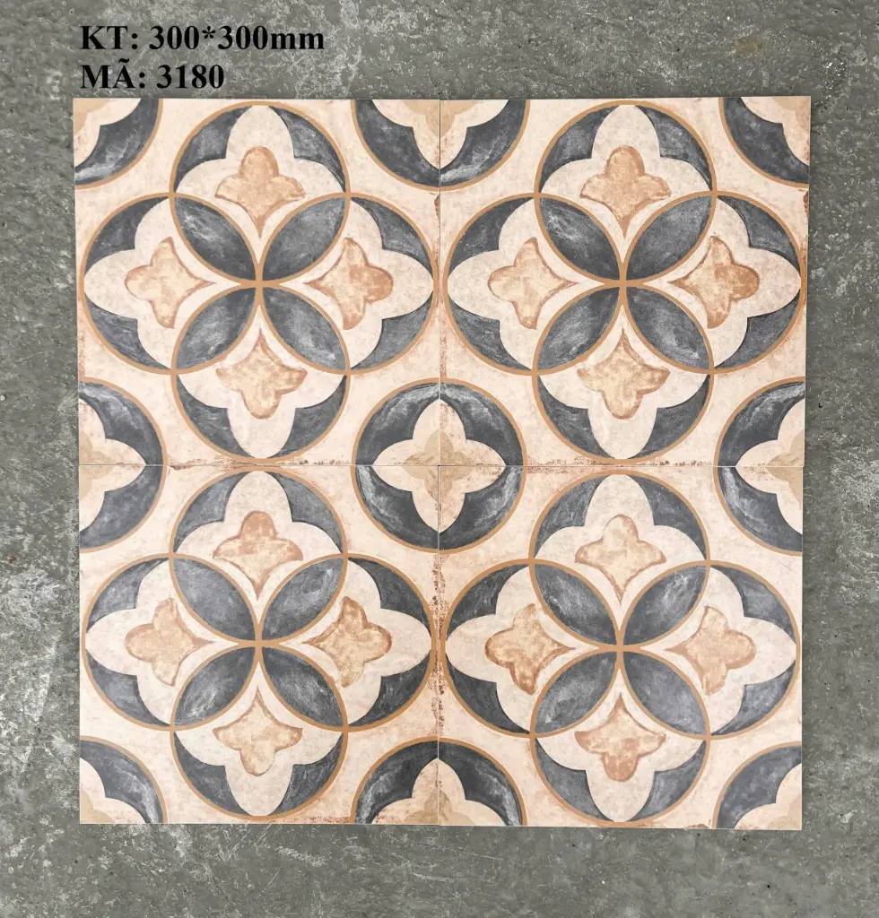 Gạch bông TQ, KT 300x300 mm, Xương Porcelain mặt mờ mã MF3180 (FG30627)