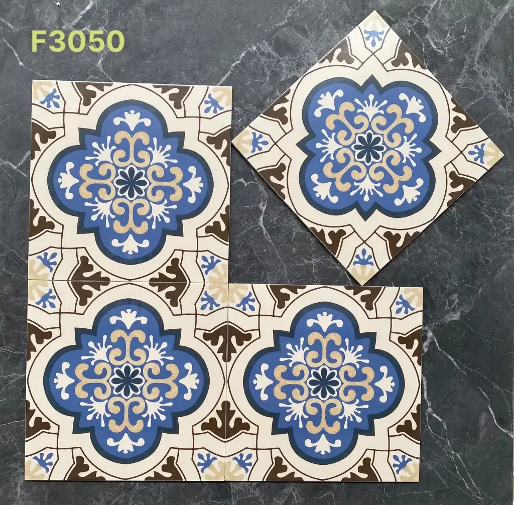 Gạch bông Trung Quốc, men mờ xương porcelain, KT 300x300mm, F3050 (3134)(1h/14v/1.26m)