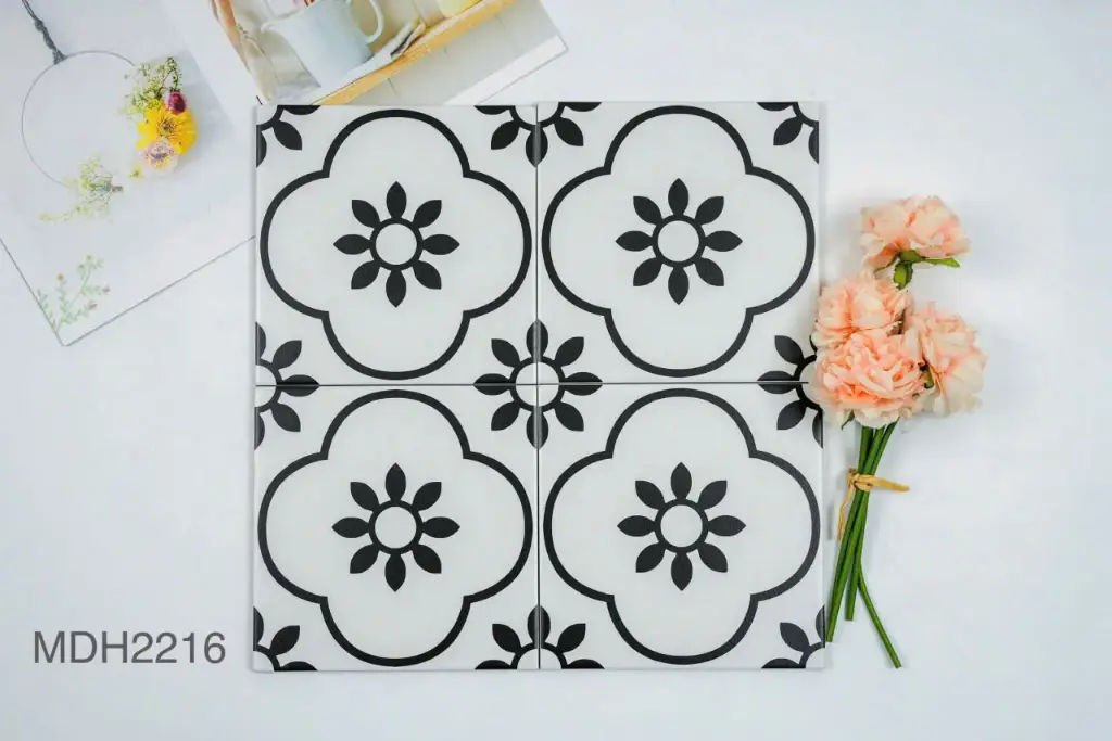 Gạch bông hoa đen DZ 2216 KT 200x200mm