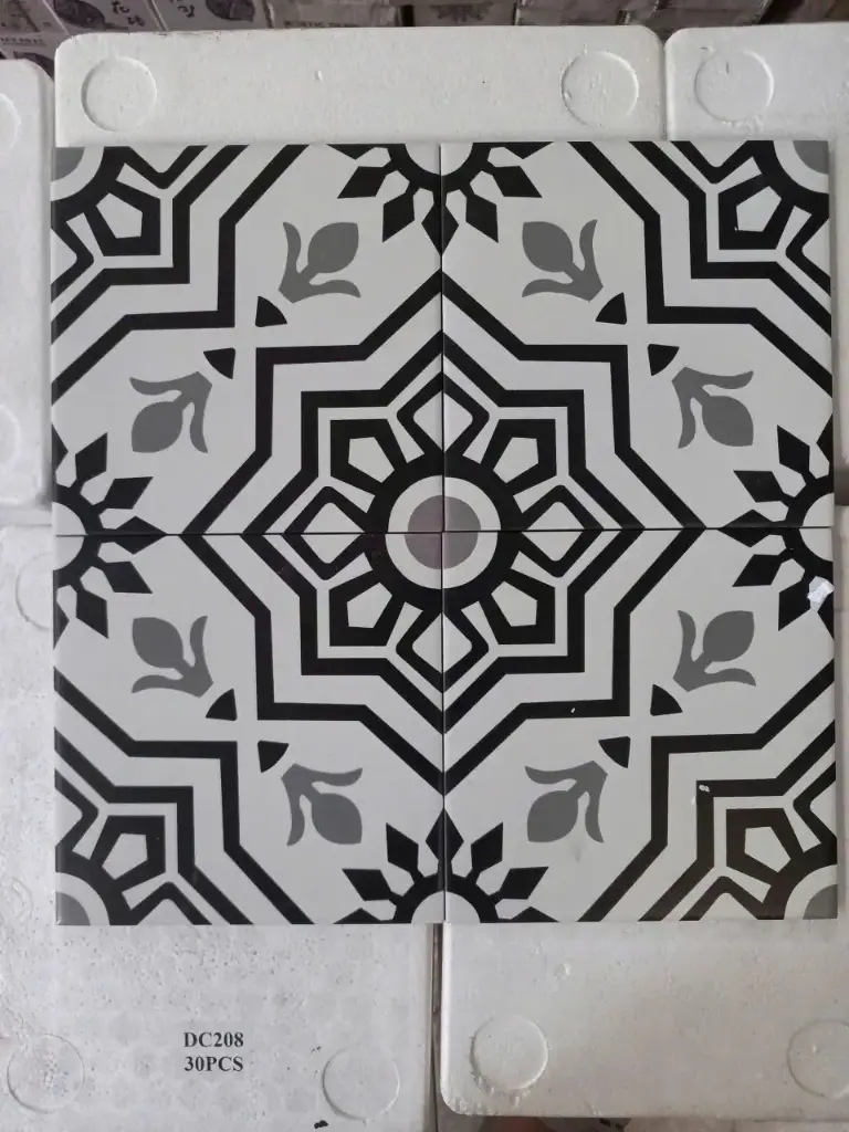 Gạch bông TQ, KT 200x200 mm, Xương Porcelain mặt mờ mã DC208( BD vàng)