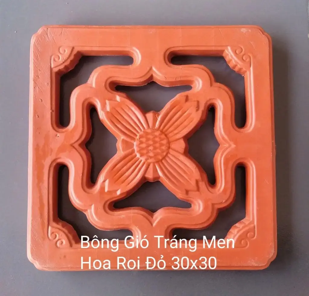 Gạch bông gió Tráng men KT 300x300mm Hoa Rơi đỏ