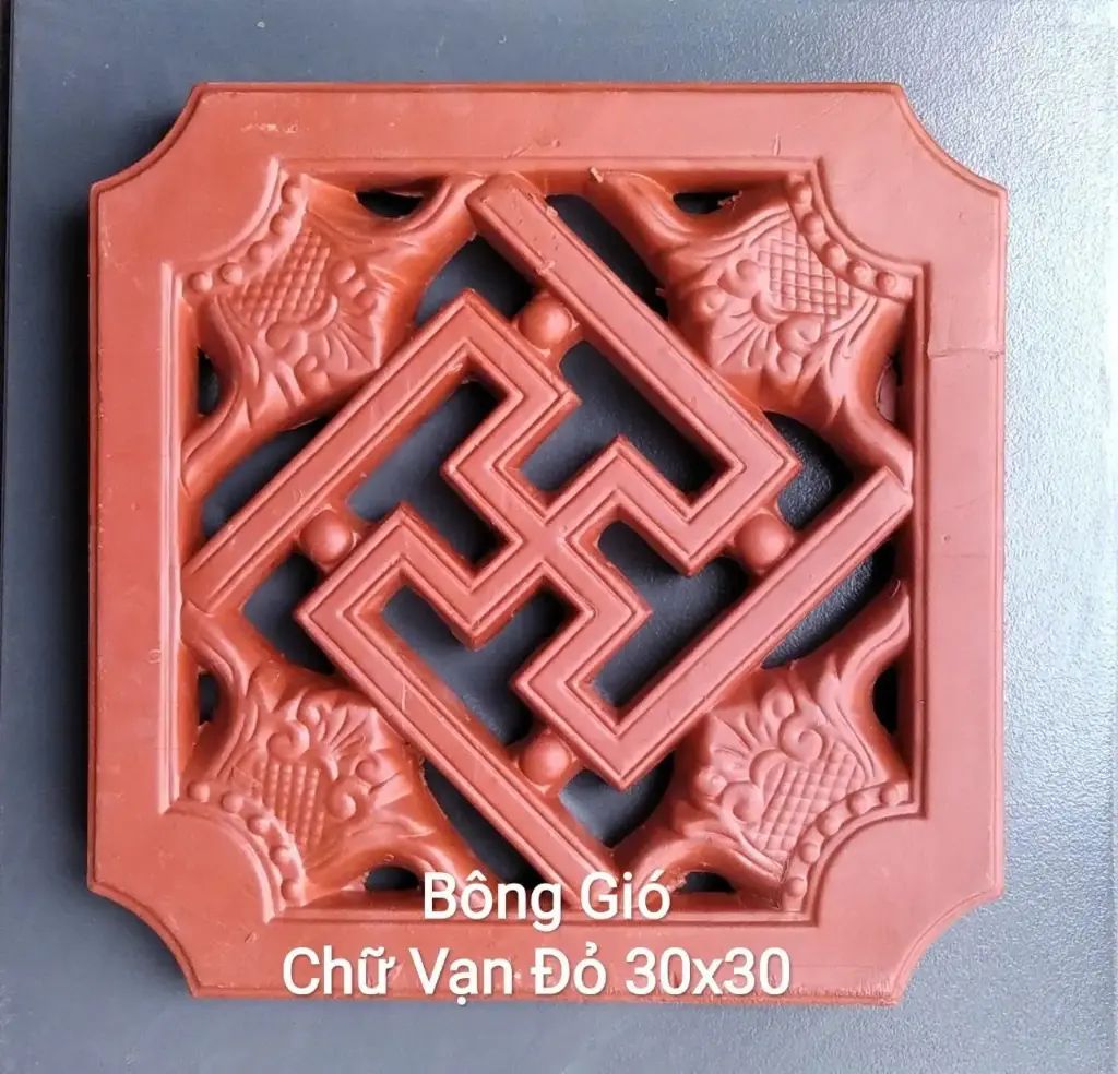 Gạch bông gió Tráng men KT 300x300mm Chữ Vạn Đỏ