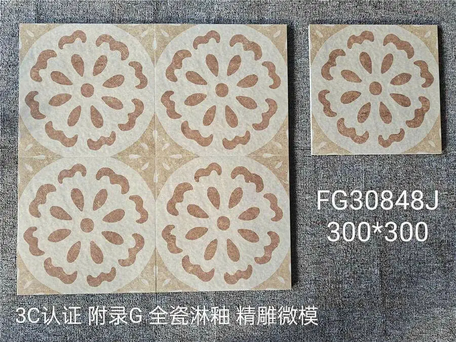 Gạch bông TQ, KT 300x300 mm, Xương Porcelain mã FG30848J (1h/1h/11v)