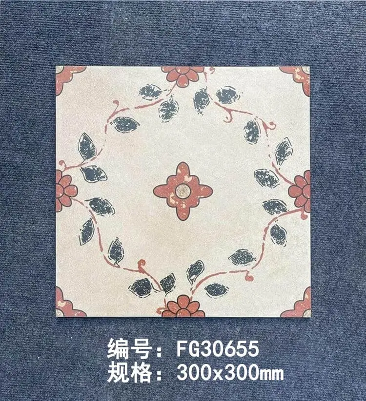Gạch bông TQ, KT 300x300 mm, Xương Porcelain mã FG30655 (1h/1h/11v)