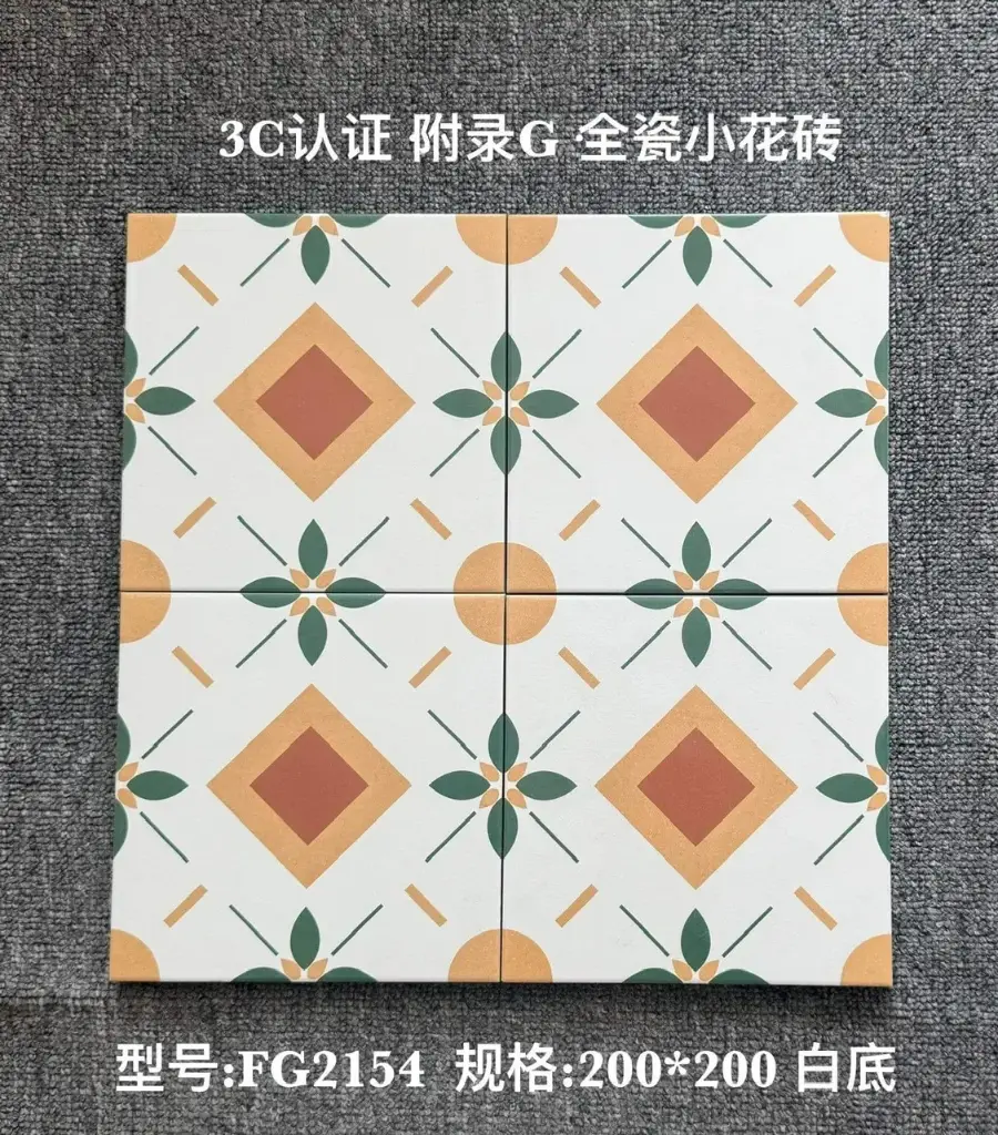 Gạch bông TQ, KT 200x200 mm, Xương Porcelain mặt mờ mã FG2154