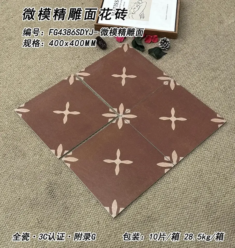 Gạch bông TQ, KT 400x400 mm, Xương Porcelain mặt mờ mã FG4386SDYJ