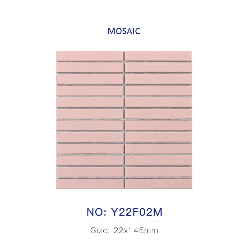 Gạch Mosaic 284x295mm thanh nhỏ hồng mờ Y22F02M