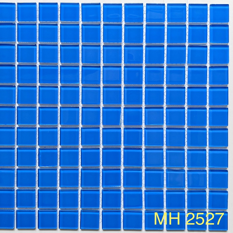 Gạch mosaic thủy tinh 25x25mm màu xanh nước biển MH 2527