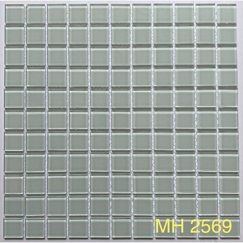 Gạch mosaic thủy tinh 25x25mm màu trắng MH 2569