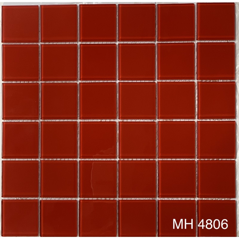 Gạch mosaic thủy tinh 48x48mm màu đỏ MH 4806