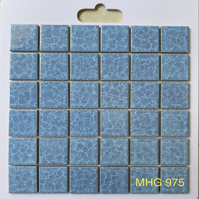 Gạch mosaic gốm men bông 48x48mm màu xanh dương nhạt MHG 975