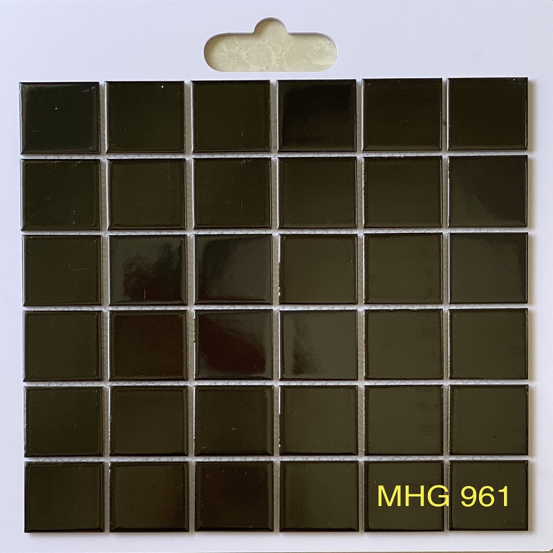 Gạch mosaic gốm men trơn 48x48mm đen bóng MHG 961