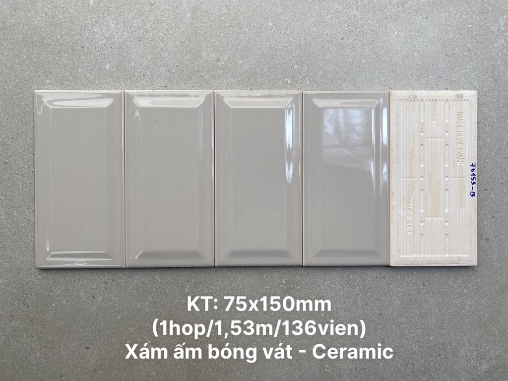 Gạch thẻ xám bóng vát 75x150mm STA75153-B