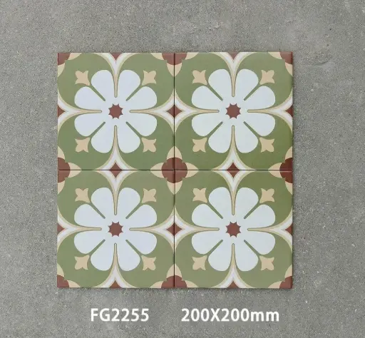 Gạch bông TQ, KT 200x200 mm, Xương Porcelain mặt mờ mã FG2255