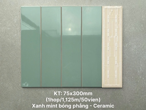 [STA75315P_S] Gạch thẻ loại ưu xanh mint nhạt bóng phẳng KT 75x300mm mã STA75315_S