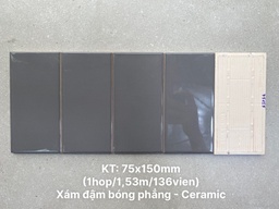 [PSTA75155] Gạch thẻ cao cấp xám bóng phẳng KT 75x150mm PSTA75155