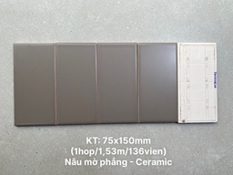 [TA0306M] Gạch thẻ nâu đậm mờ phẳng KT 75x150mm TA0306M