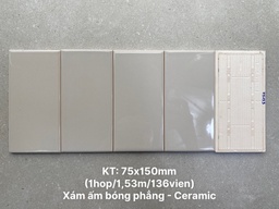 [STA75153] Gạch thẻ xám ấm bóng phẳng KT 75x150mm STA75153